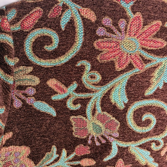 RFA Classics Tapestry Jacket Size 10 Floral Pattern Brocade Brown Teal Pink Coat - Picture 3 of 9
